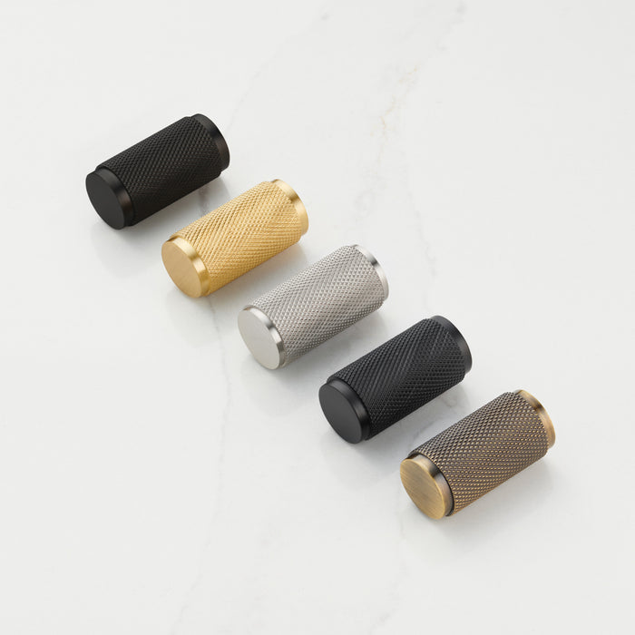 Brass Knurled Cylinder Pulls in Gunmetal – product view 5