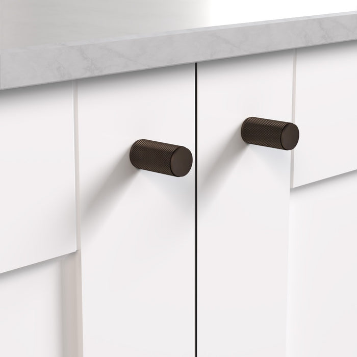 Brass Knurled Cylinder Pulls in Bronze – product view 3