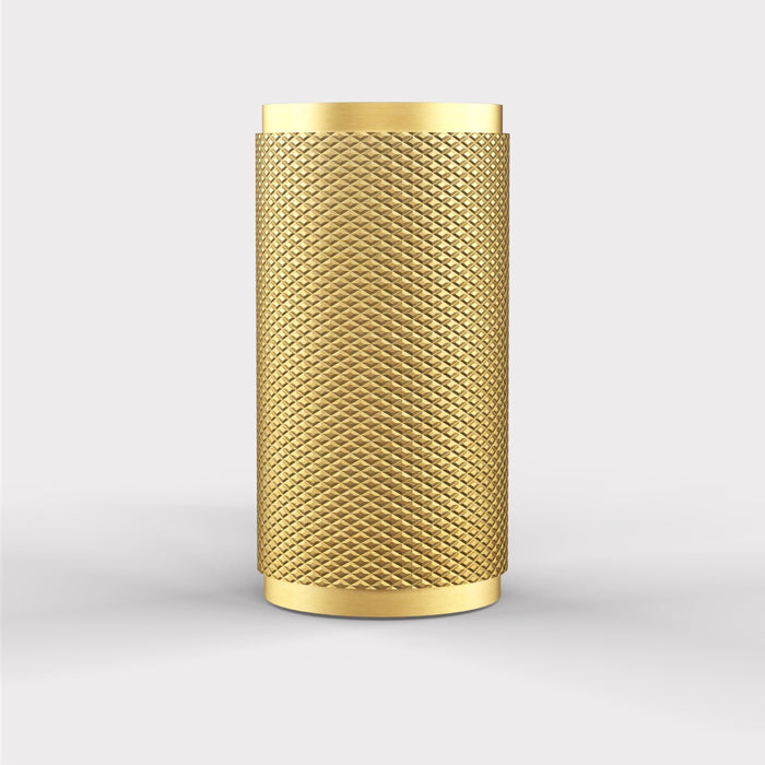 Brass Knurled Cylinder Pulls in Gold – product view 3