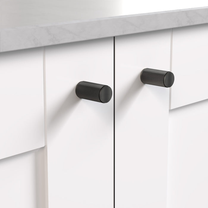 Brass Knurled Cylinder Pulls in Gunmetal – product view 2