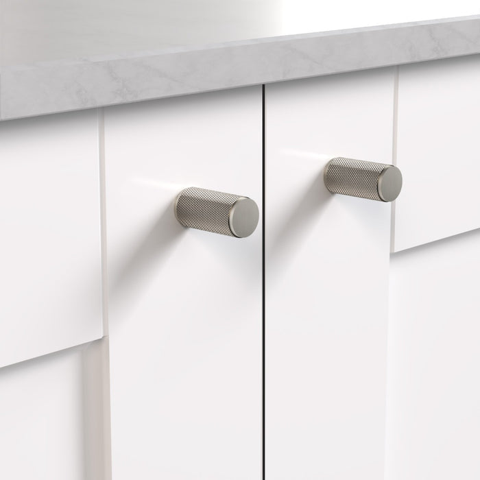 Brass Knurled Cylinder Pulls in Silver – product view 2