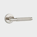 Brass Knurled Lever Door Handle in Silver