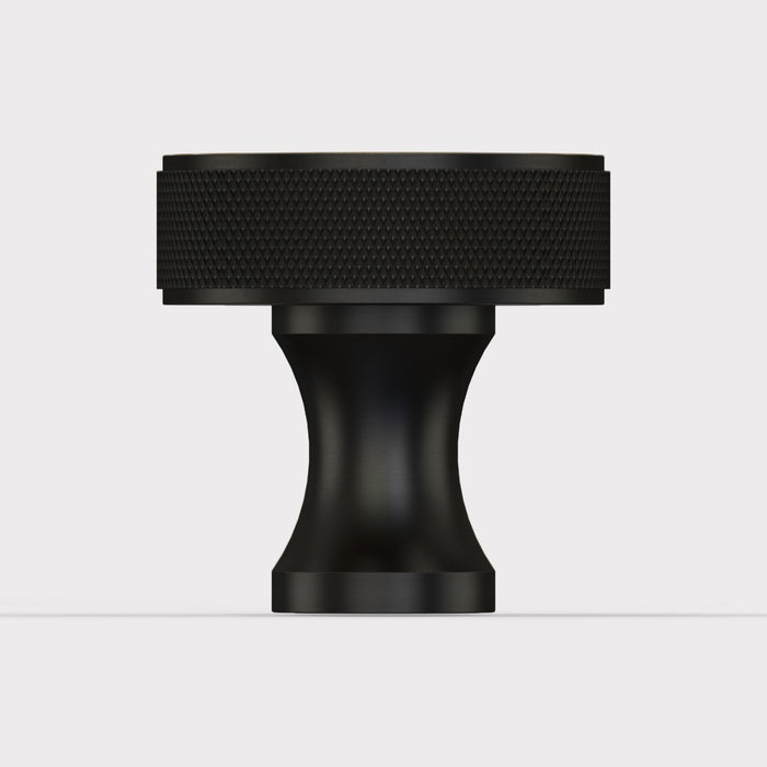 Brass Knurled Round Door Knobs in Black – product view 2
