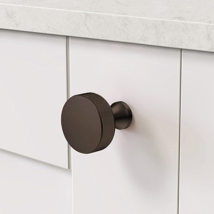 Brass Knurled Round Door Knobs in Bronze – product view 3