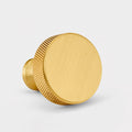 Brass Knurled Round Door Knobs in Gold