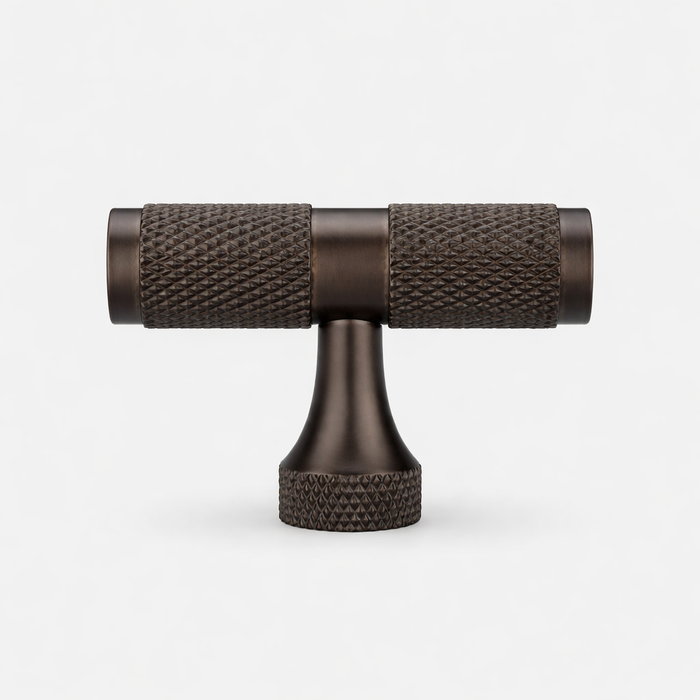 Brass Knurled T Bars in Bronze – side view
