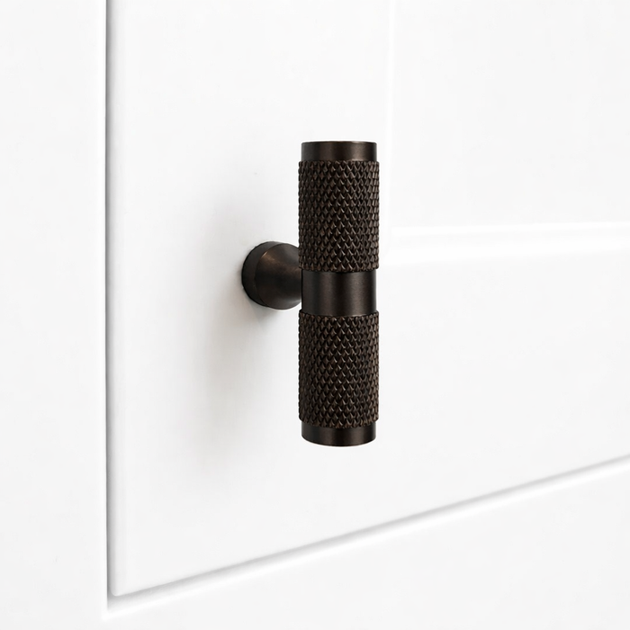 Brass Knurled T Bars in Bronze – installed view