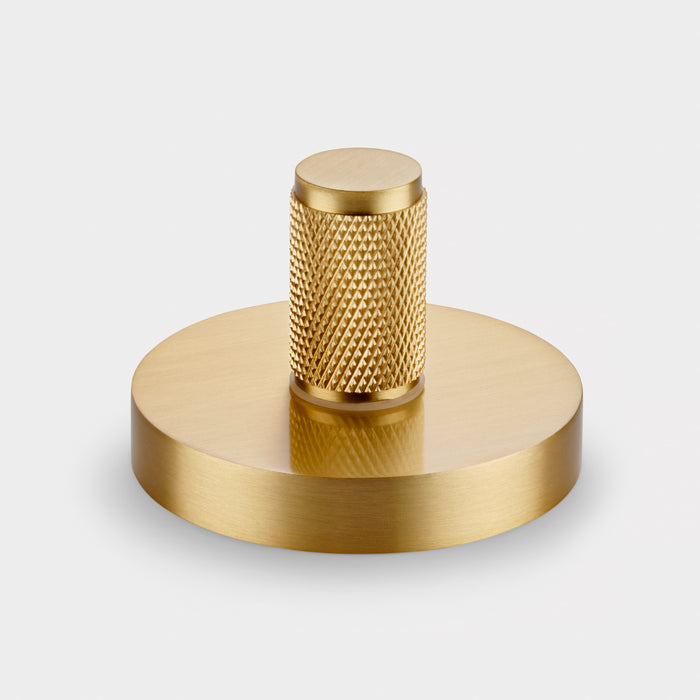 Brass Knurled Thumbturn Door Lock Set in Gold
