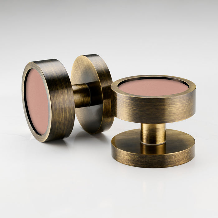 Brass & Leather Mortice Door Knobs in Antique – installed view