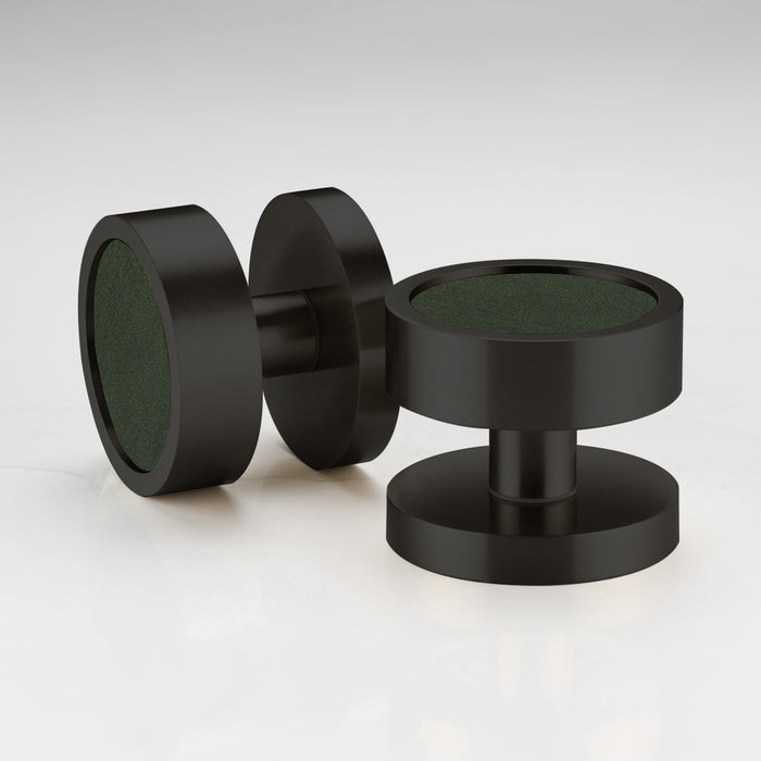 Brass & Leather Mortice Door Knobs in Black