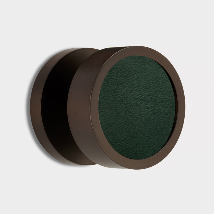 Brass & Leather Mortice Door Knobs in Bronze – product view 6