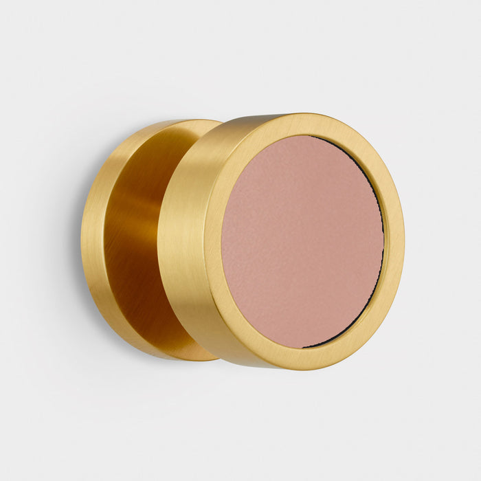Brass & Leather Mortice Door Knobs in Gold – installed view