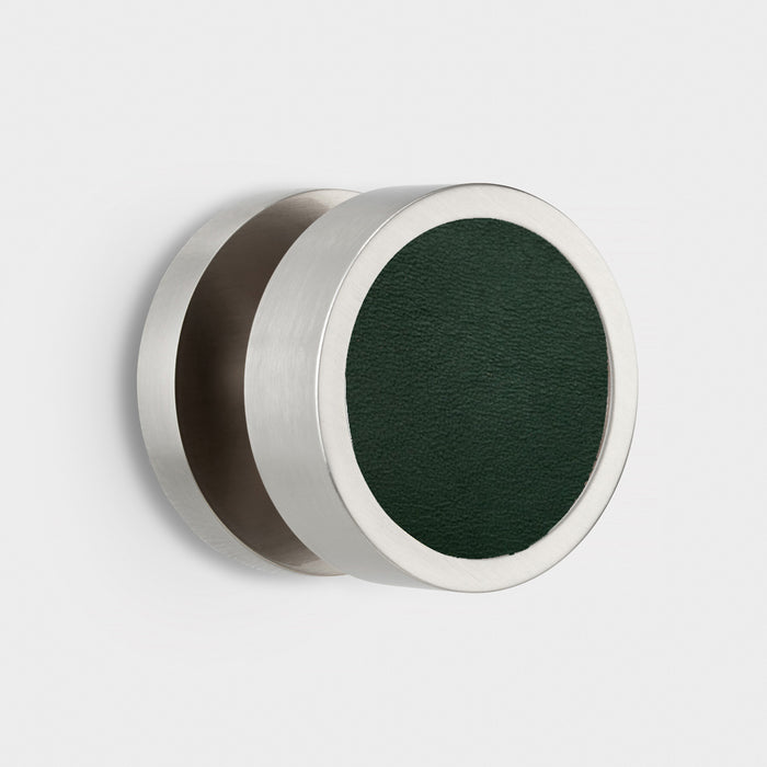 Brass & Leather Mortice Door Knobs in Silver – installed view