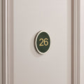 Brass & Leather Number Door Plaque in Silver