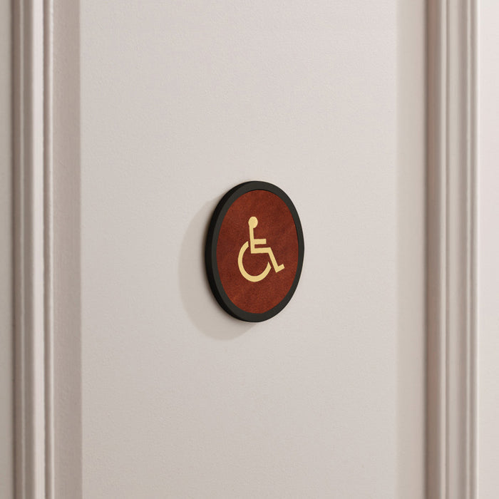 Brass & Leather Symbol Door Plaque in Black