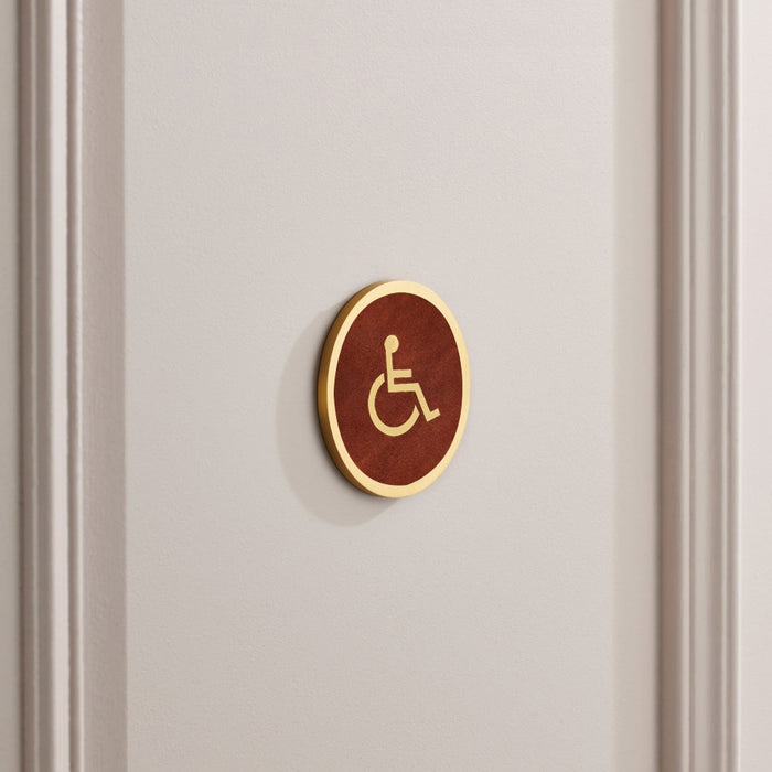 Brass & Leather Symbol Door Plaque in Gold