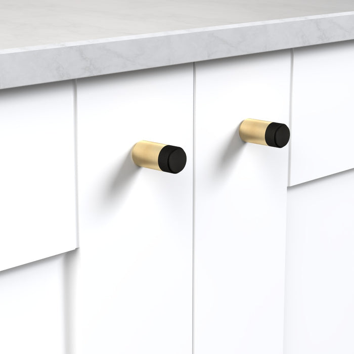 Brass Linear Cylinder Pulls in Gold and Black – product view 2