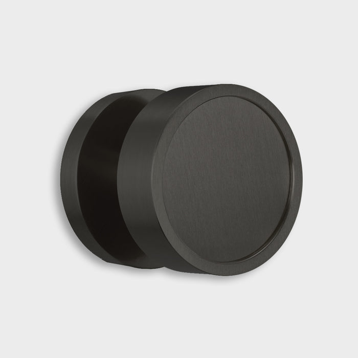 Brass Mortice Door Knobs in Black – installed view