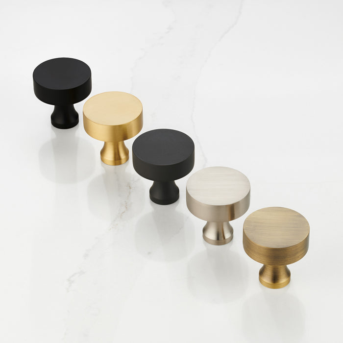 Brass Round Door Knobs in Black – installed view