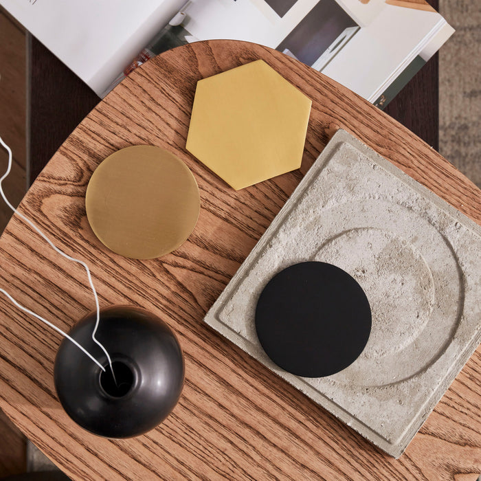 Brass Round Drinks Coaster in Gold – product view 2