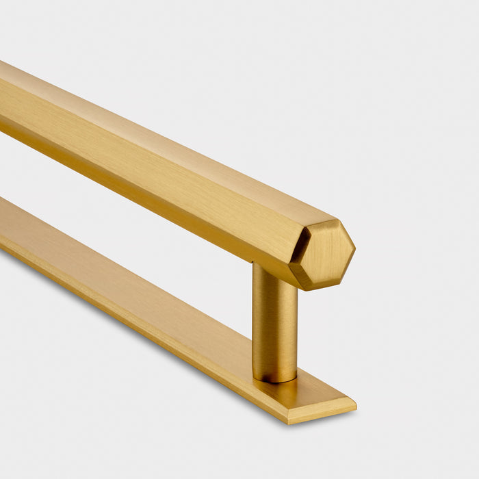 Brass Slim Hexagonal Cabinet Handles with Backplate in Gold – rear view