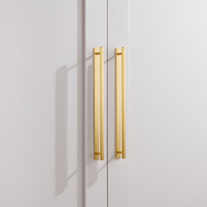 Brass Slim Hexagonal Cabinet Handles with Backplate in Gold – product view 2