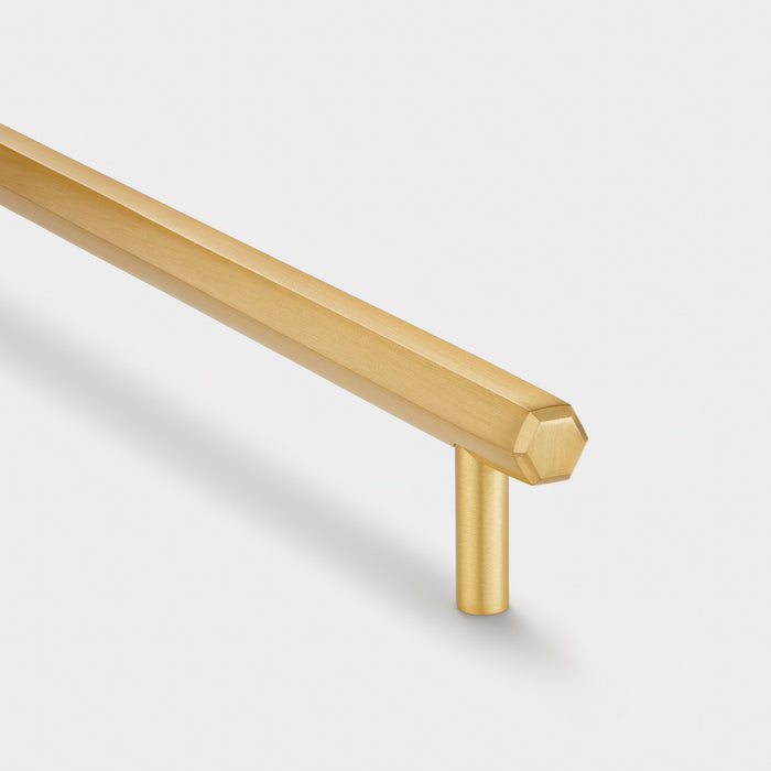 Brass Slim Hexagonal Cabinet Handles with Backplate in Gold – product view 3
