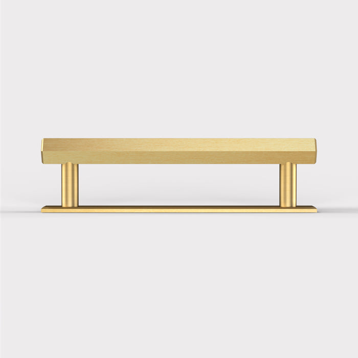 Brass Slim Hexagonal Cabinet Handles with Backplate in Gold – product view 6
