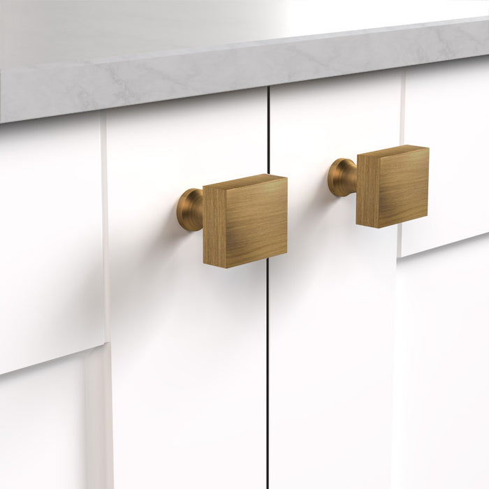 Brass Square Door Knobs in Antique – product view 3