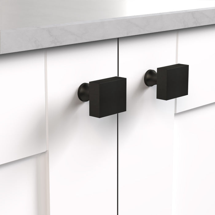 Brass Square Door Knobs in Black – product view 3
