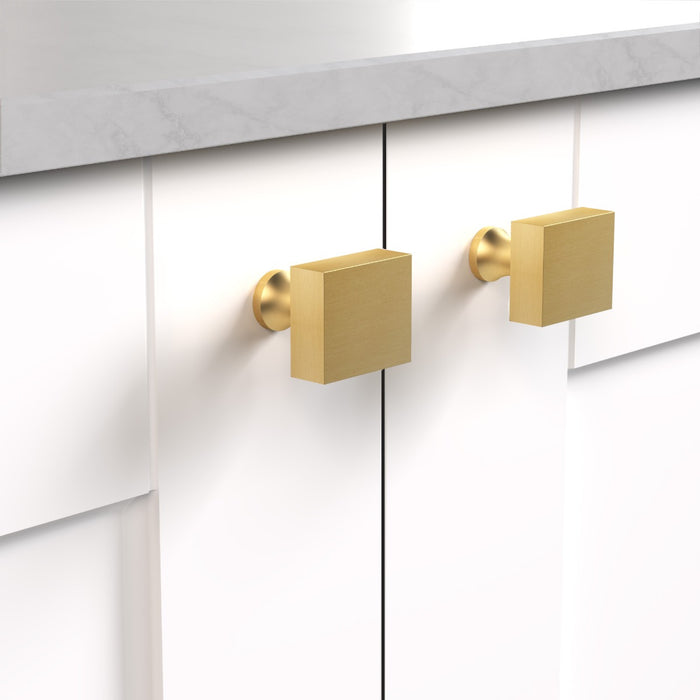 Brass Square Door Knobs in Gold – product view 3