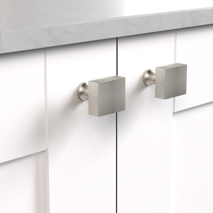Brass Square Door Knobs in Silver – product view 3