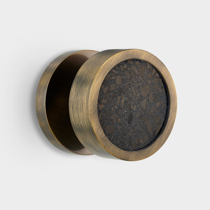 Brass & Terrazzo Mortice Door Knobs in Antique – installed view