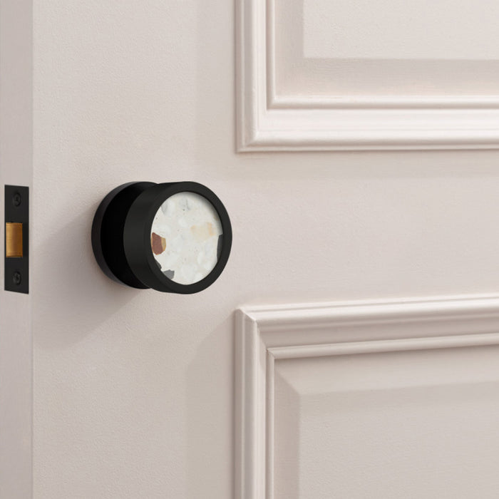 Brass & Terrazzo Mortice Door Knobs in Black – product view 7