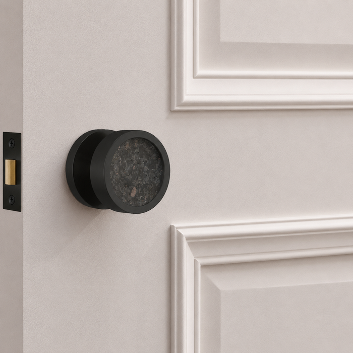 Brass & Terrazzo Mortice Door Knobs in Black – product view 8