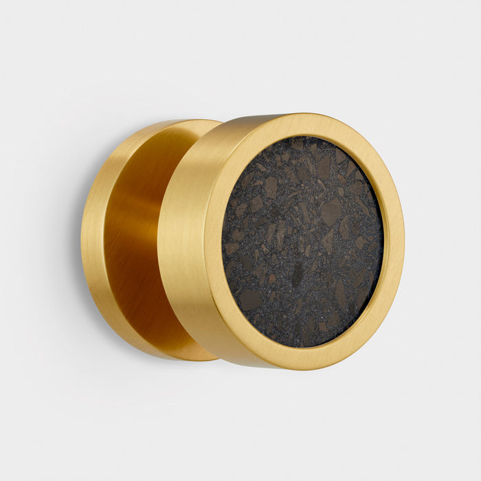 Brass & Terrazzo Mortice Door Knobs in Gold – installed view