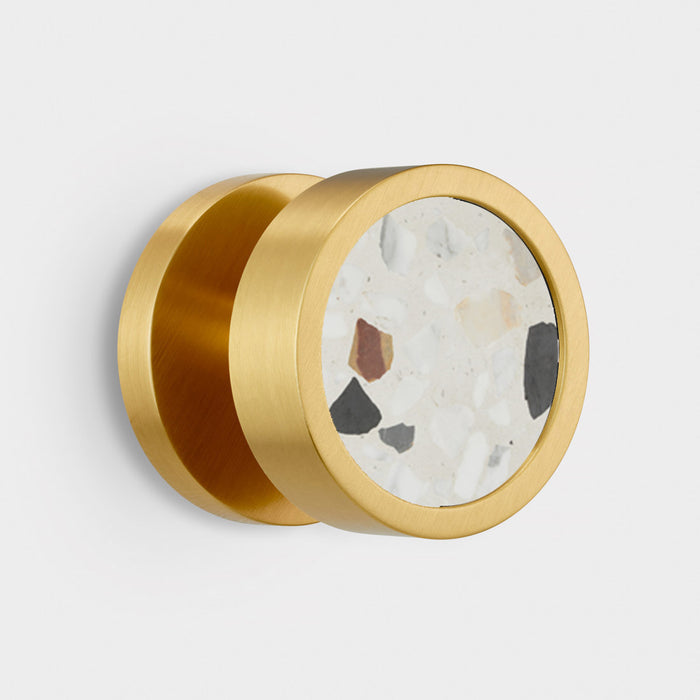 Brass & Terrazzo Mortice Door Knobs in Gold – installed view