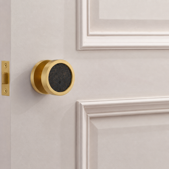 Brass & Terrazzo Mortice Door Knobs in Gold – product view 7