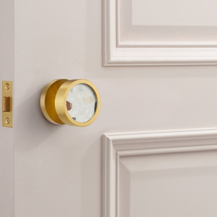 Brass & Terrazzo Mortice Door Knobs in Gold – product view 8