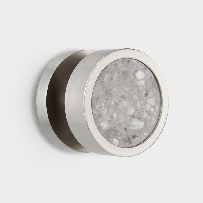 Brass & Terrazzo Mortice Door Knobs in Silver – installed view