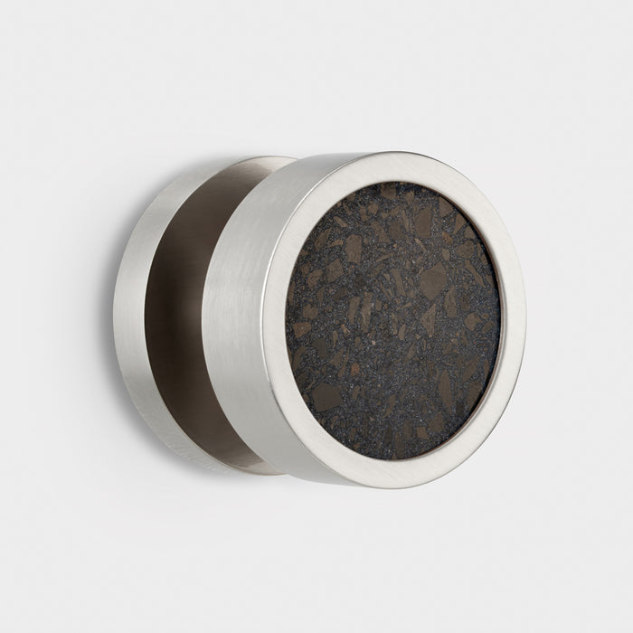 Brass & Terrazzo Mortice Door Knobs in Silver – installed view
