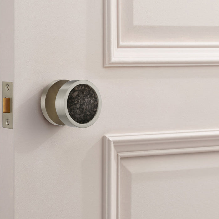Brass & Terrazzo Mortice Door Knobs in Silver – product view 7