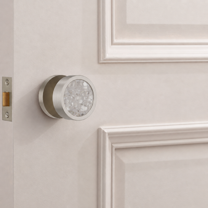 Brass & Terrazzo Mortice Door Knobs in Silver – product view 8