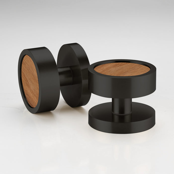 Brass & Wood Mortice Door Knobs in Black – product view 2