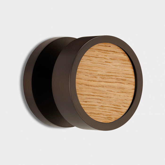 Brass & Wood Mortice Door Knobs in Bronze – product view 4