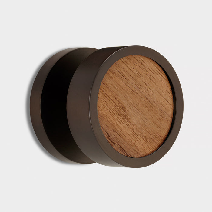 Brass & Wood Mortice Door Knobs in Bronze – product view 5
