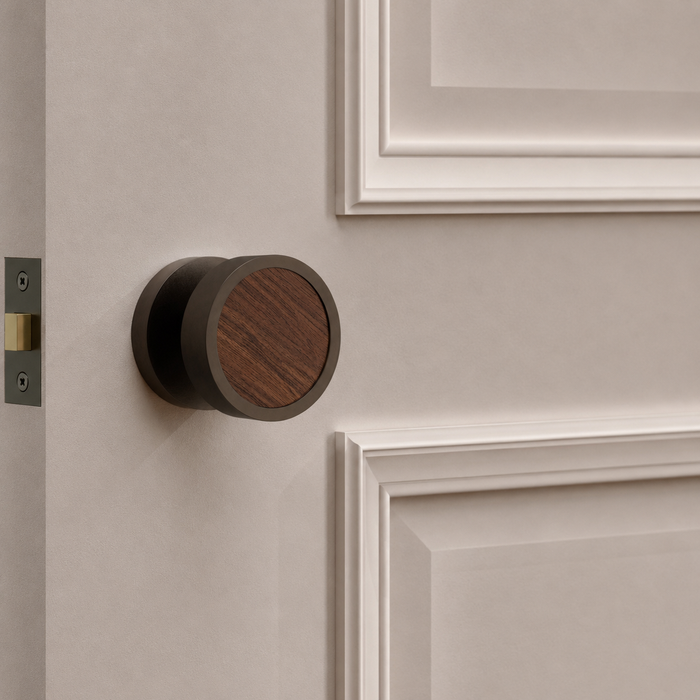 Brass & Wood Mortice Door Knobs in Bronze – product view 8