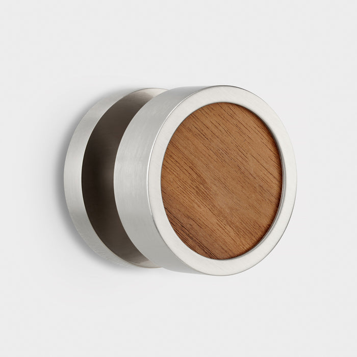 Brass & Wood Mortice Door Knobs in Silver – installed view