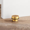 Brass & Zebrano Wood Floor Mounted Door Stops in Gold