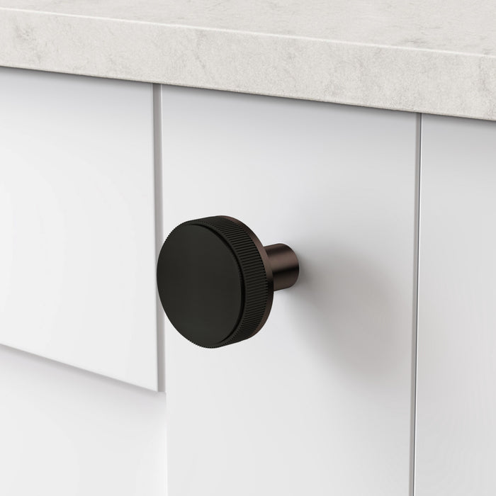 Bronze Brass Linear Door Knobs with Tip In Black – product view 2
